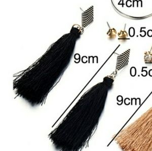 Black tassel dangle Earrings
